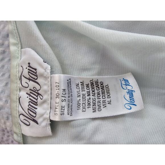 Vtg Vanity Fair Nightgown‎ Pale Blue Sleeveless Nylon Appliques Satin Trim Small - Picture 3 of 3